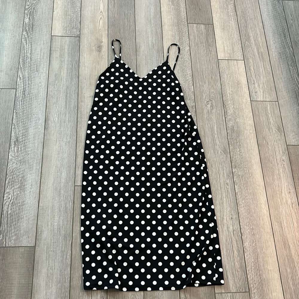 Zara Black and White Polka Dot Midi Dress